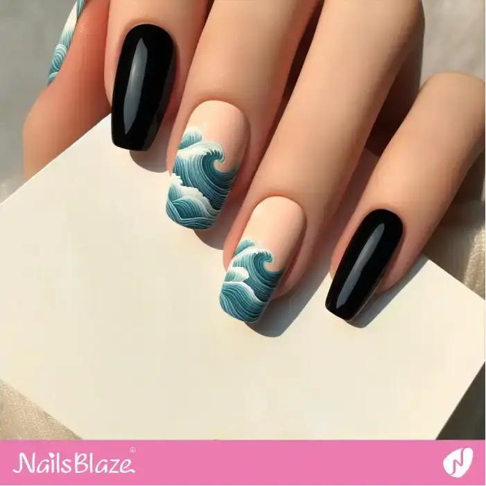 Ocean Accent Nails Design | Save the Ocean Nails - NB3268